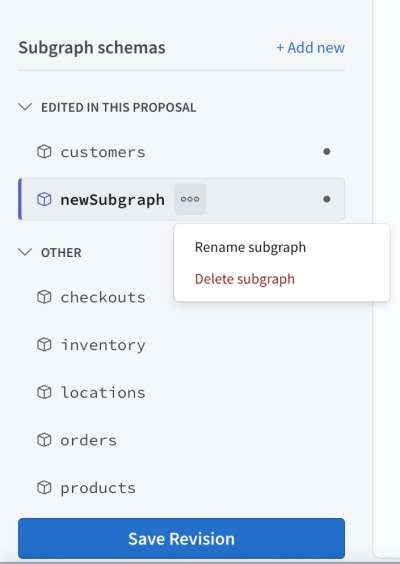 Subgraph selector in the schema proposals editor in GraphOS Studio