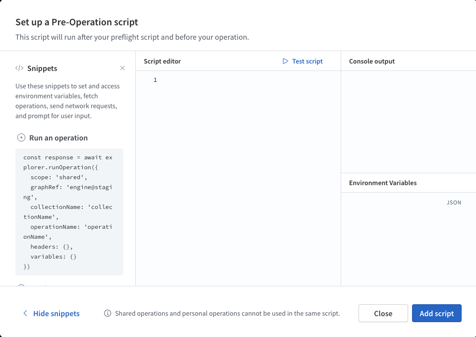 Editing operation scripts in the Explorer