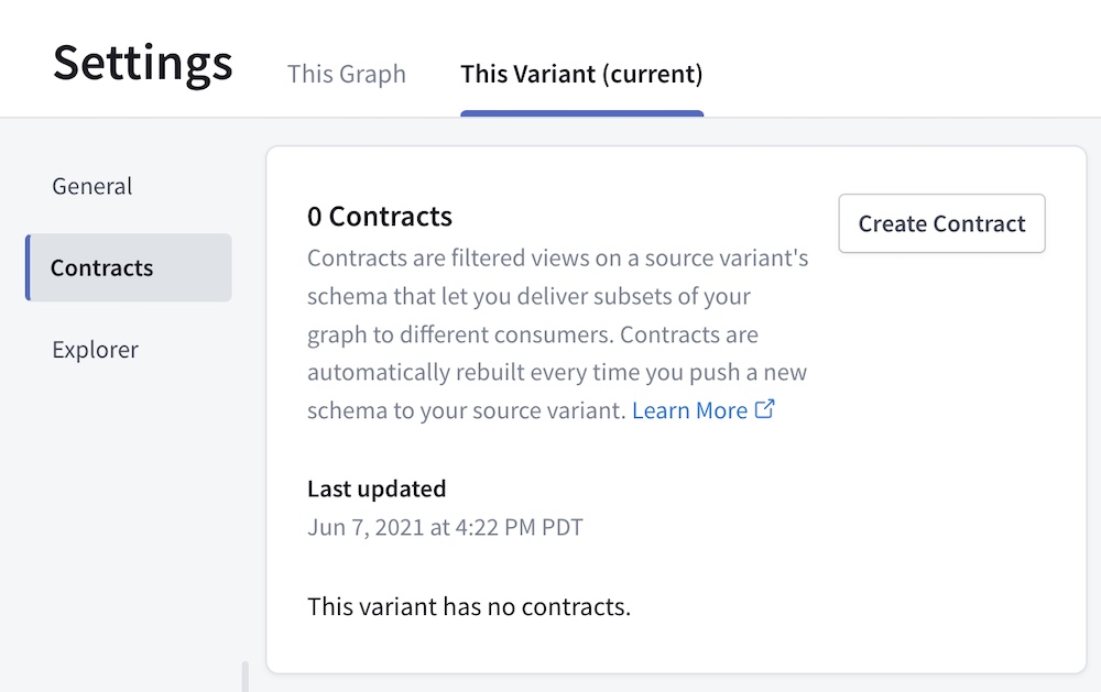 Contract settings in Studio